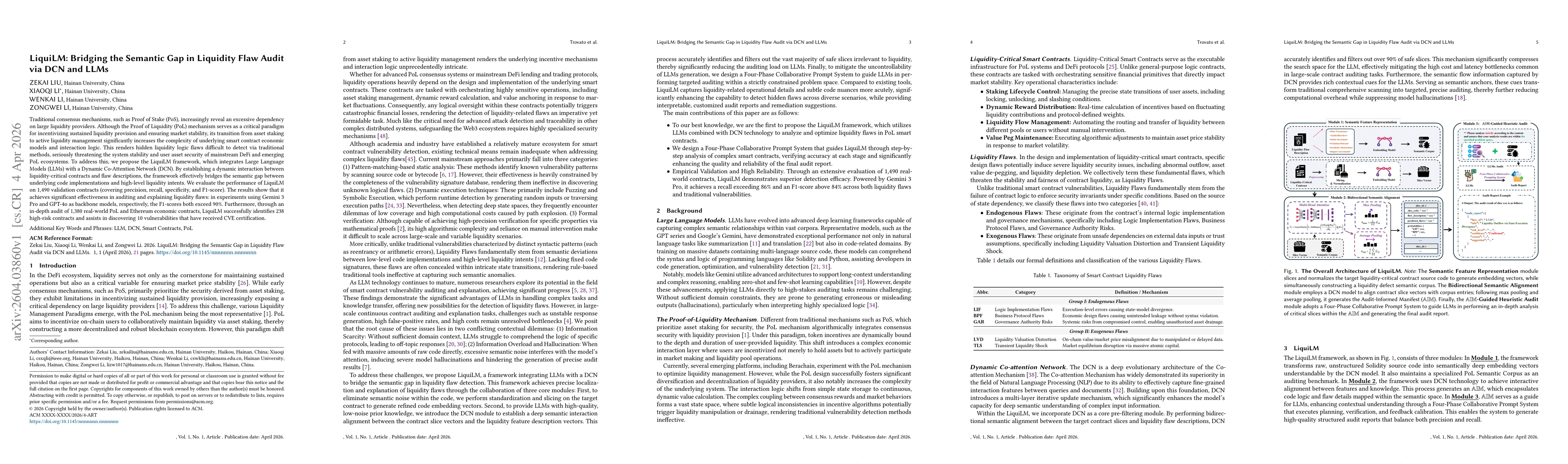 Thumbnail for LiquiLM: Bridging the Semantic Gap in Liquidity Flaw Audit via DCN and LLMs