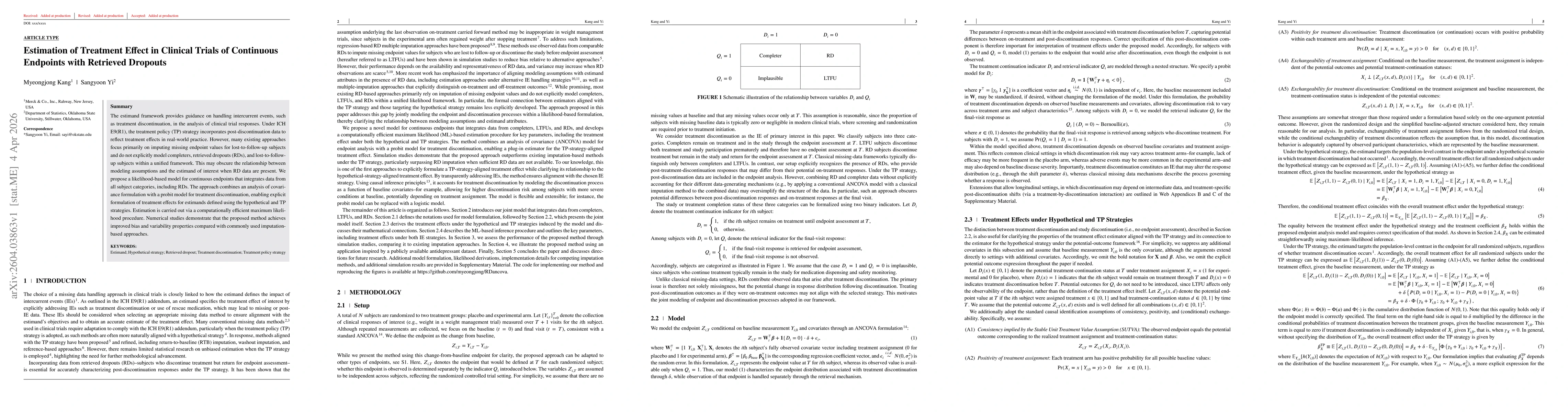 Thumbnail for Estimation of treatment effect in clinical trials of continuous endpoints with retrieved dropouts