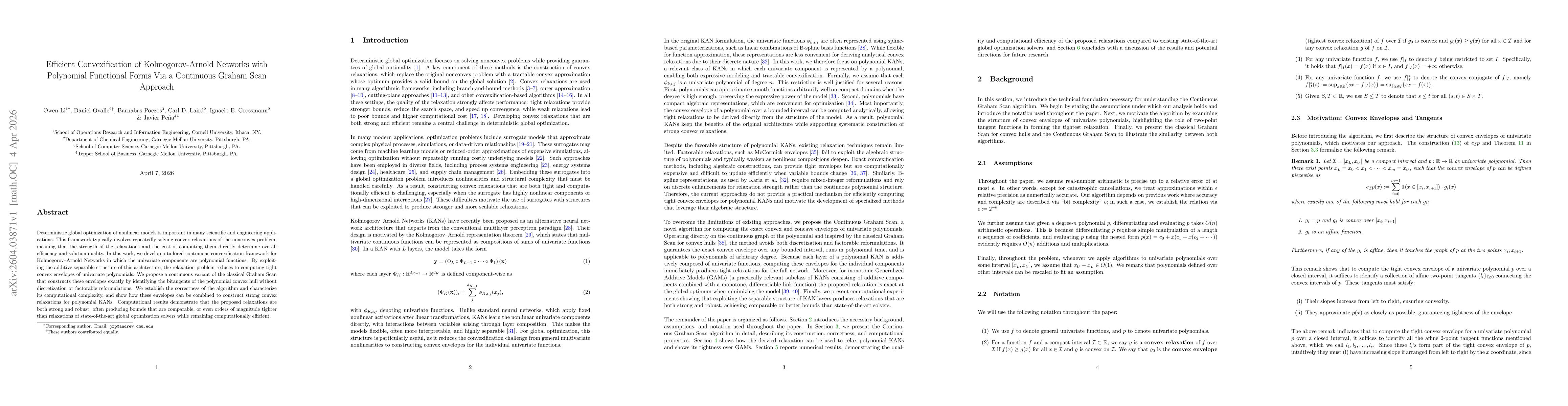 Thumbnail for Efficient Convexification of Kolmogorov-Arnold Networks with Polynomial Functional Forms Via a Continuous Graham Scan Approach