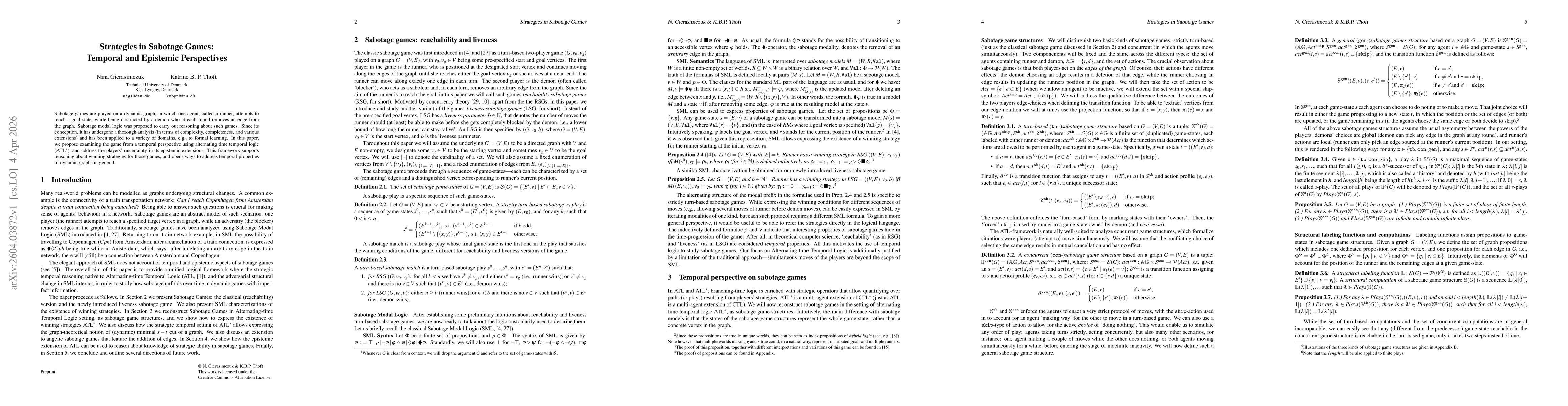 Thumbnail for Strategies in Sabotage Games: Temporal and Epistemic Perspectives
