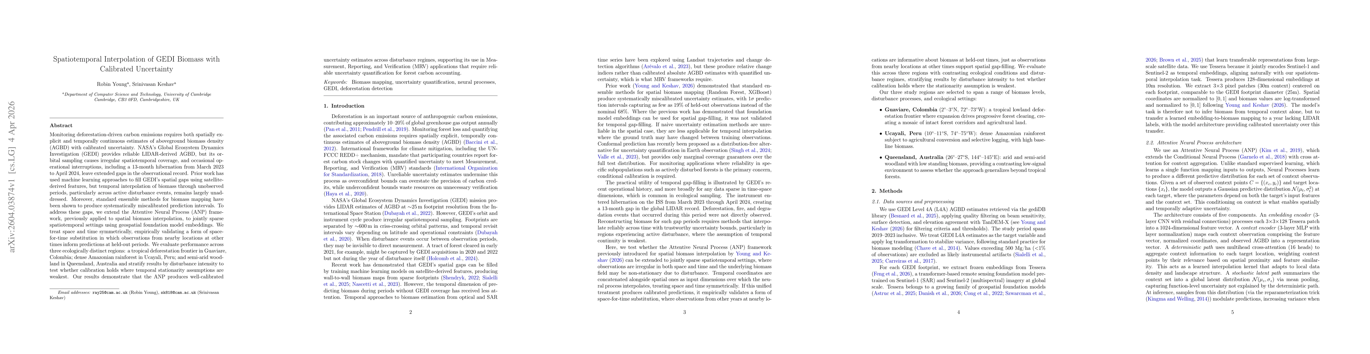 Thumbnail for Spatiotemporal Interpolation of GEDI Biomass with Calibrated Uncertainty