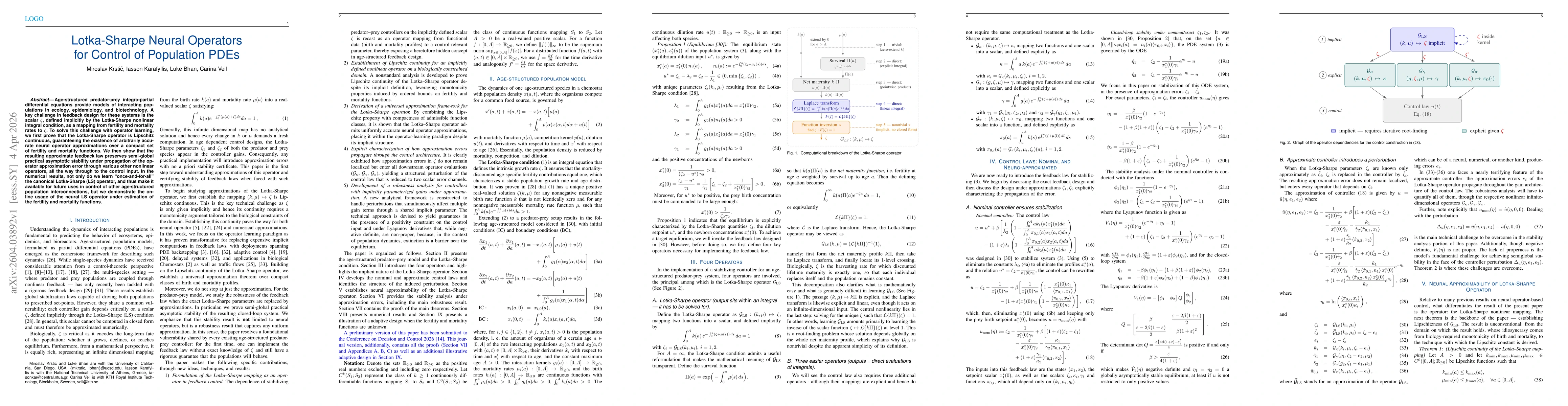 Thumbnail for Lotka-Sharpe Neural Operators for Control of Population PDEs