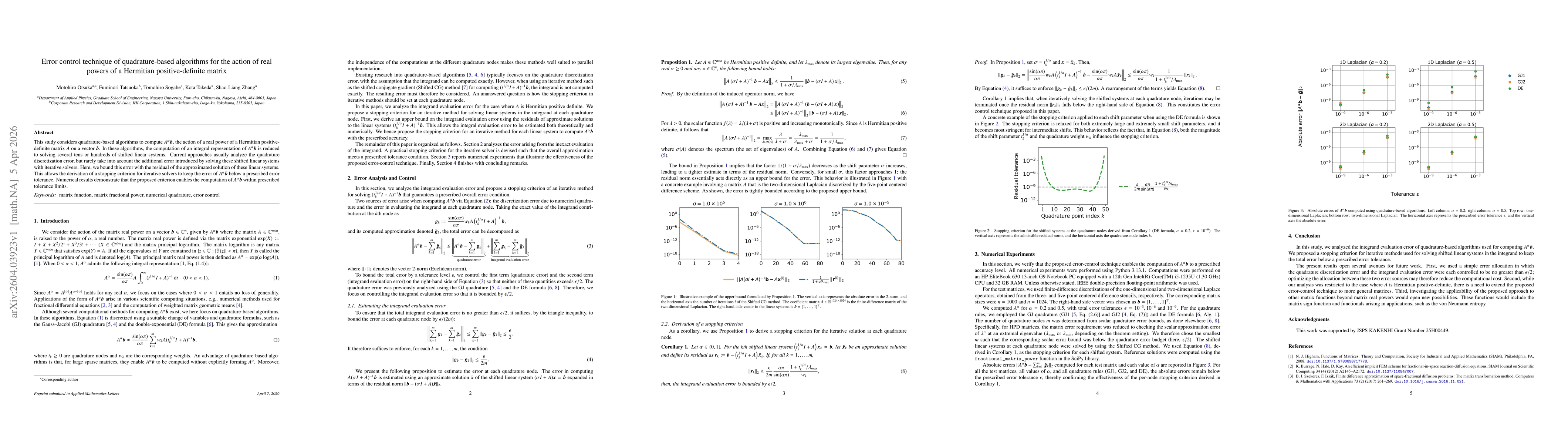 Thumbnail for Error control technique of quadrature-based algorithms for the action of real powers of a Hermitian positive-definite matrix