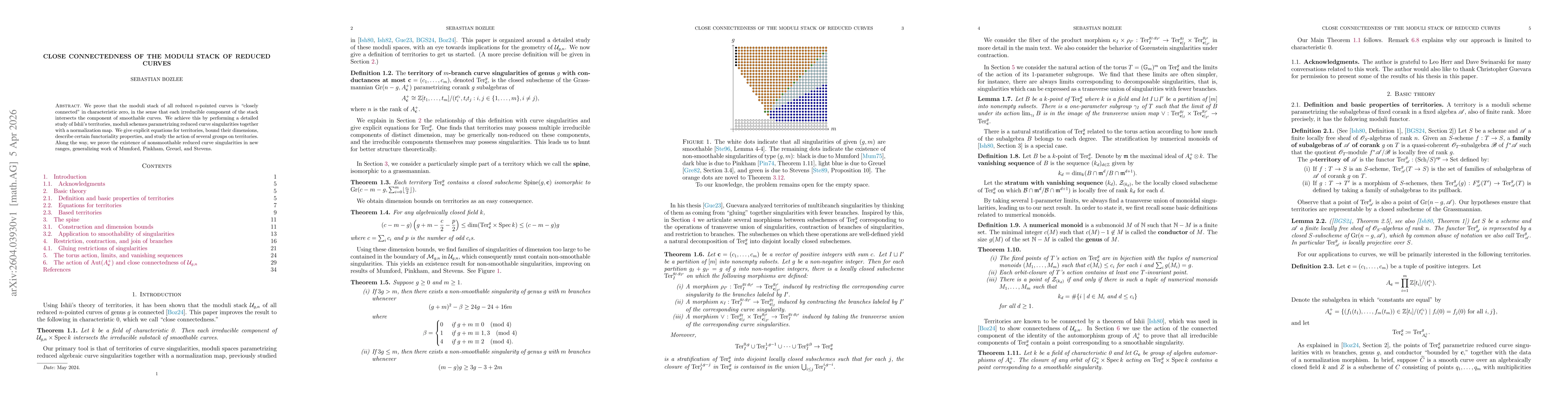 Thumbnail for Close connectedness of the moduli stack of reduced curves