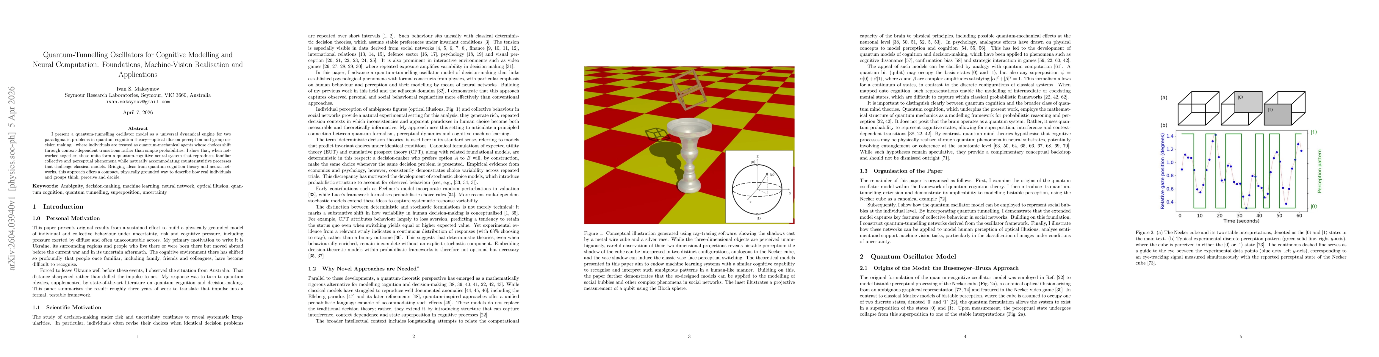 Thumbnail for Quantum-Tunnelling Oscillators for Cognitive Modelling and Neural Computation: Foundations, Machine-Vision Realisation and Applications