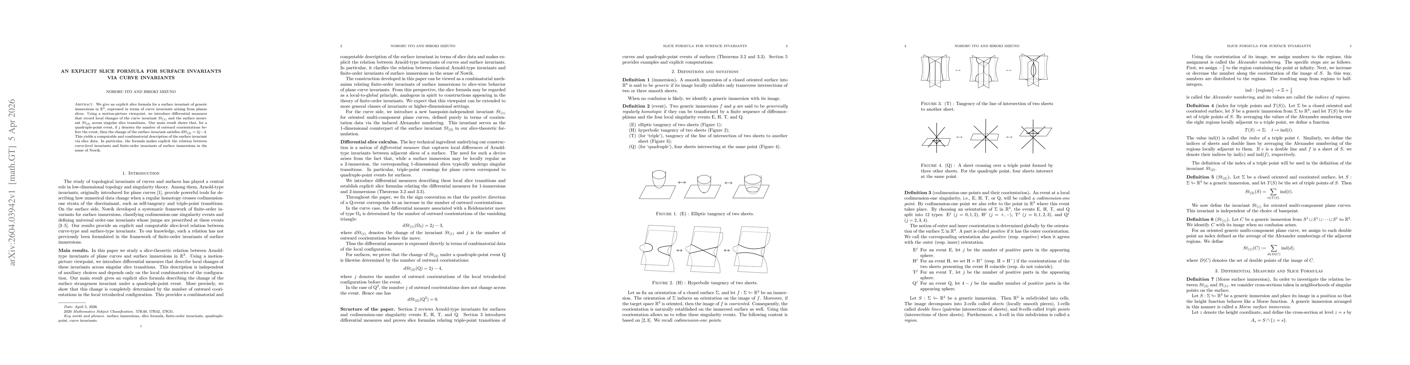 Thumbnail for An explicit slice formula for surface invariants via curve invariants