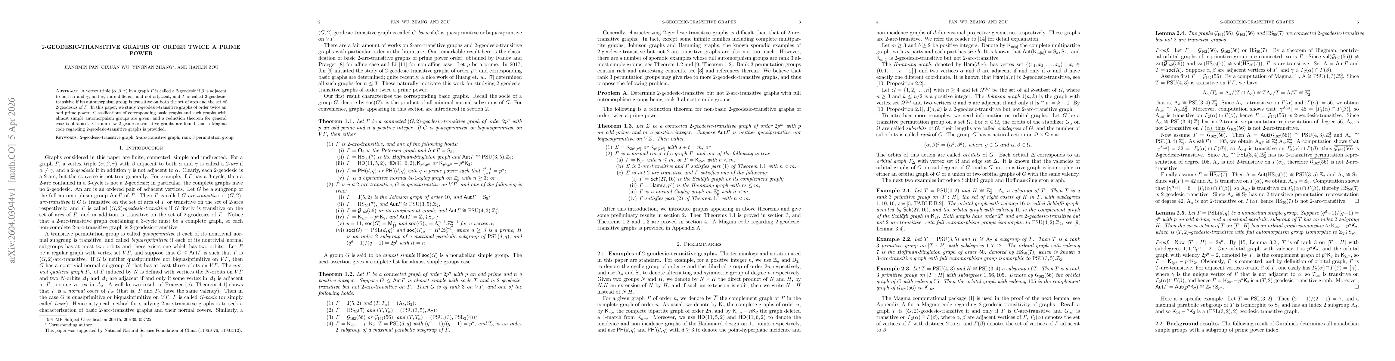 Thumbnail for 2-Geodesic-transitive graphs of order twice a prime power