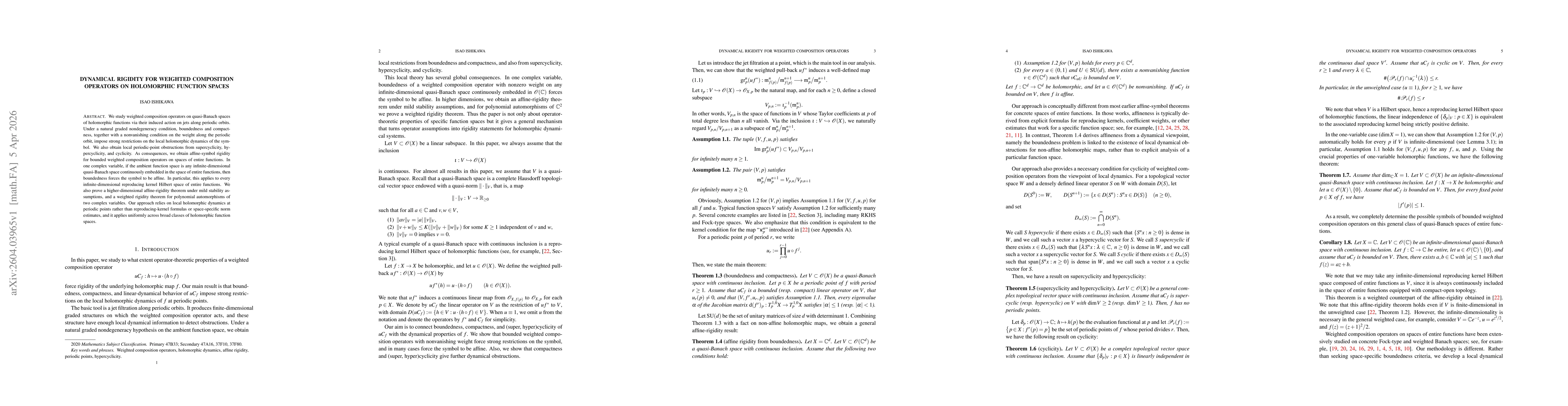 Thumbnail for Dynamical rigidity for weighted composition operators on holomorphic function spaces