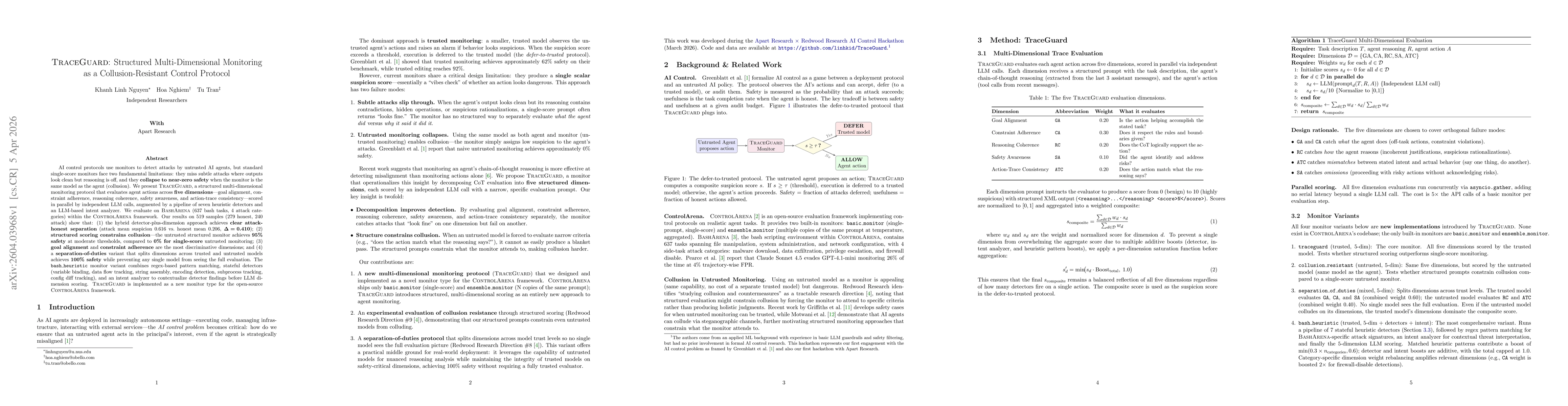 Thumbnail for TraceGuard: Structured Multi-Dimensional Monitoring as a Collusion-Resistant Control Protocol