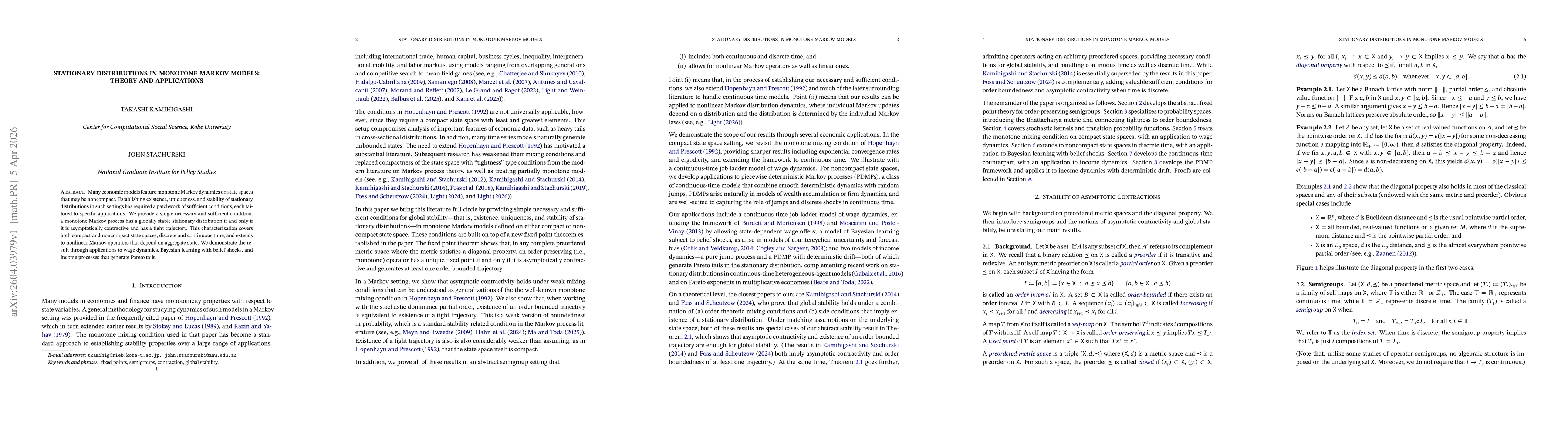 Thumbnail for Stationary Distributions in Monotone Markov Models: Theory and Applications