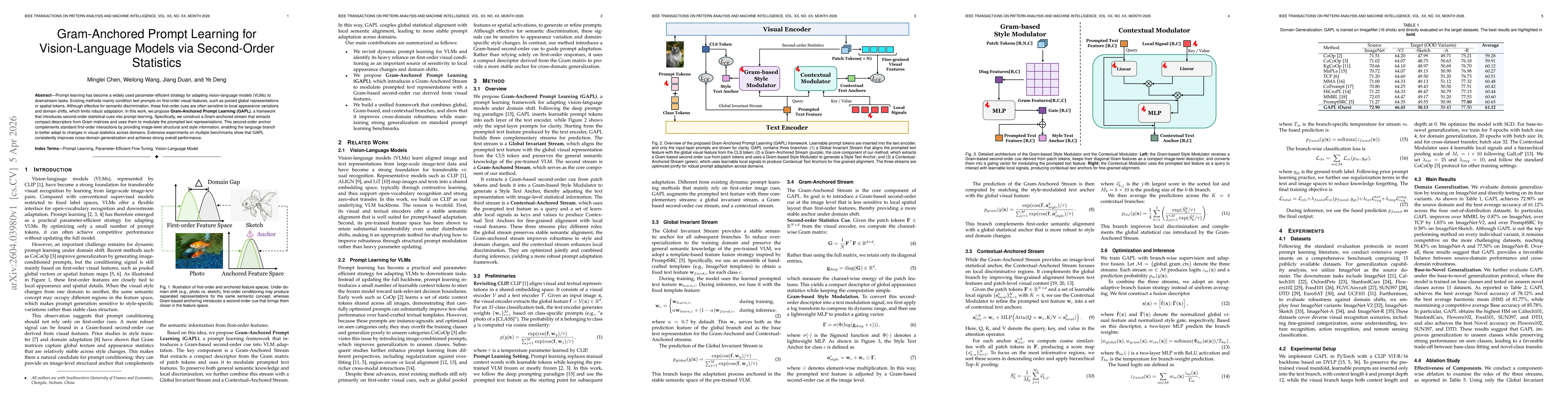 Thumbnail for Gram-Anchored Prompt Learning for Vision-Language Models via Second-Order Statistics