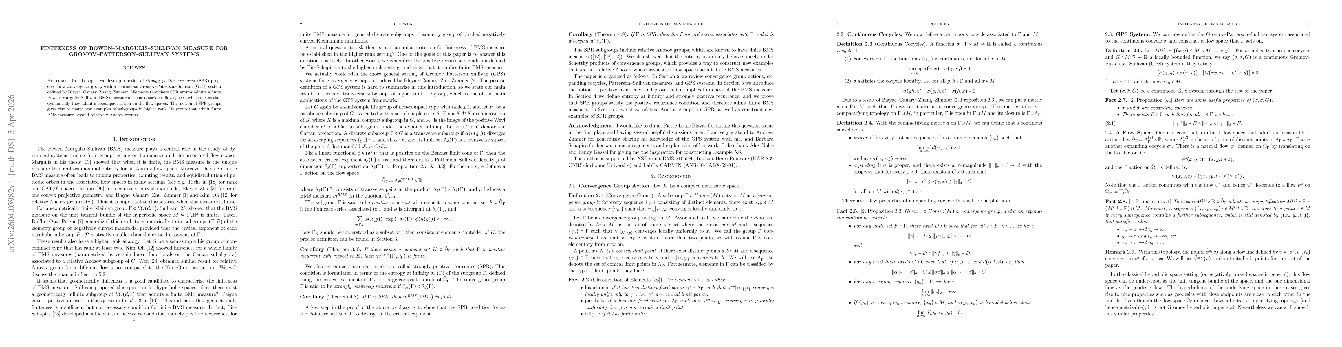 Thumbnail for Finiteness of Bowen-Margulis-Sullivan Measure for Gromov-Patterson-Sullivan Systems