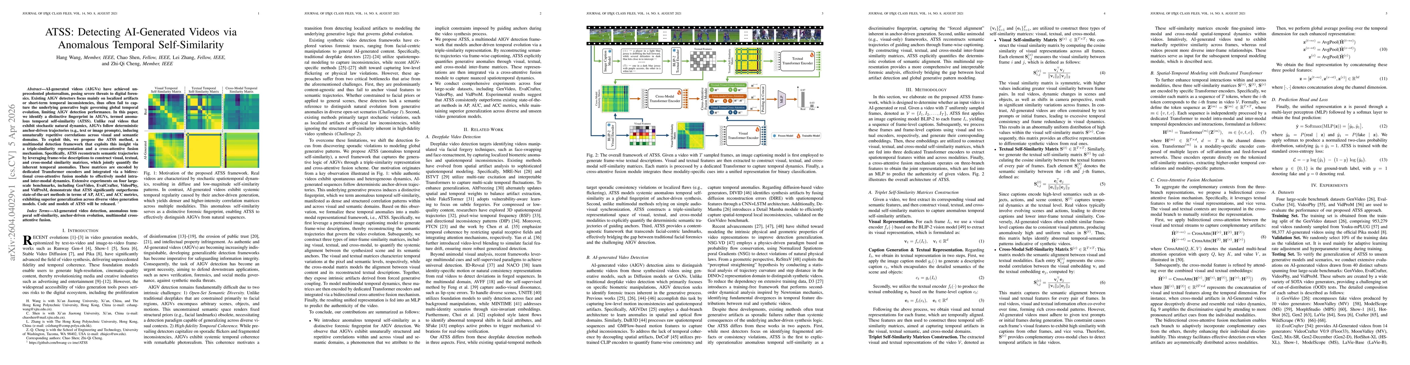 Thumbnail for ATSS: Detecting AI-Generated Videos via Anomalous Temporal Self-Similarity