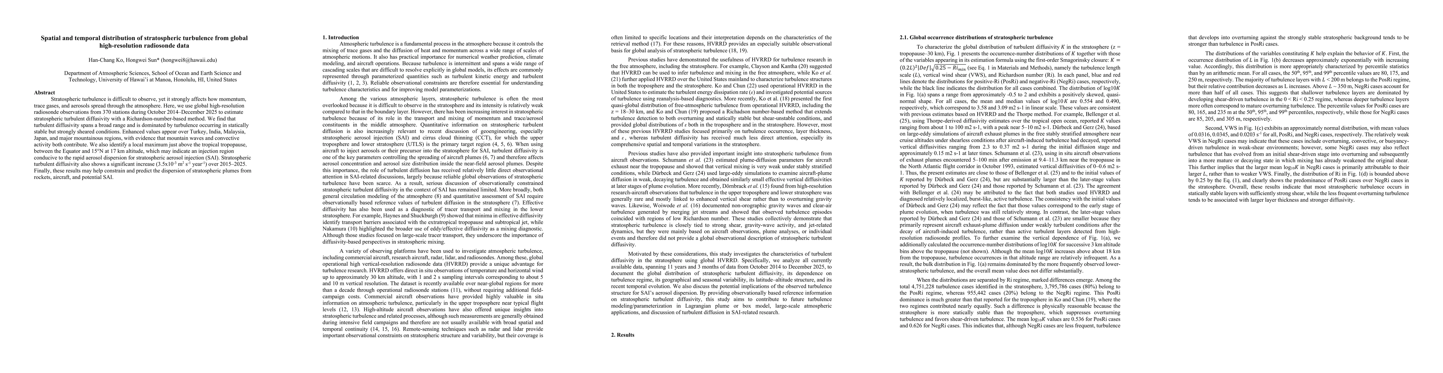 Thumbnail for Spatial and temporal distribution of stratospheric turbulence from global high-resolution radiosonde data
