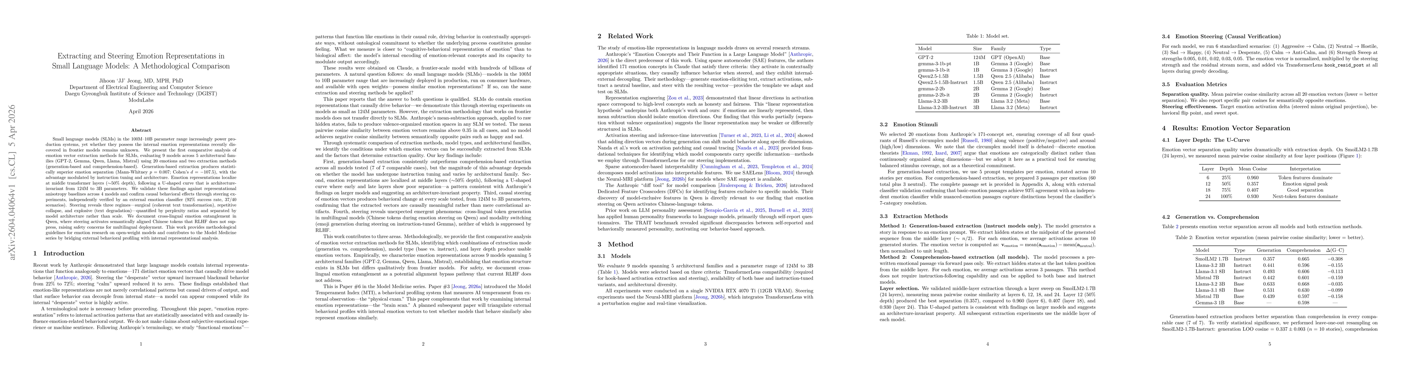 Thumbnail for Extracting and Steering Emotion Representations in Small Language Models: A Methodological Comparison