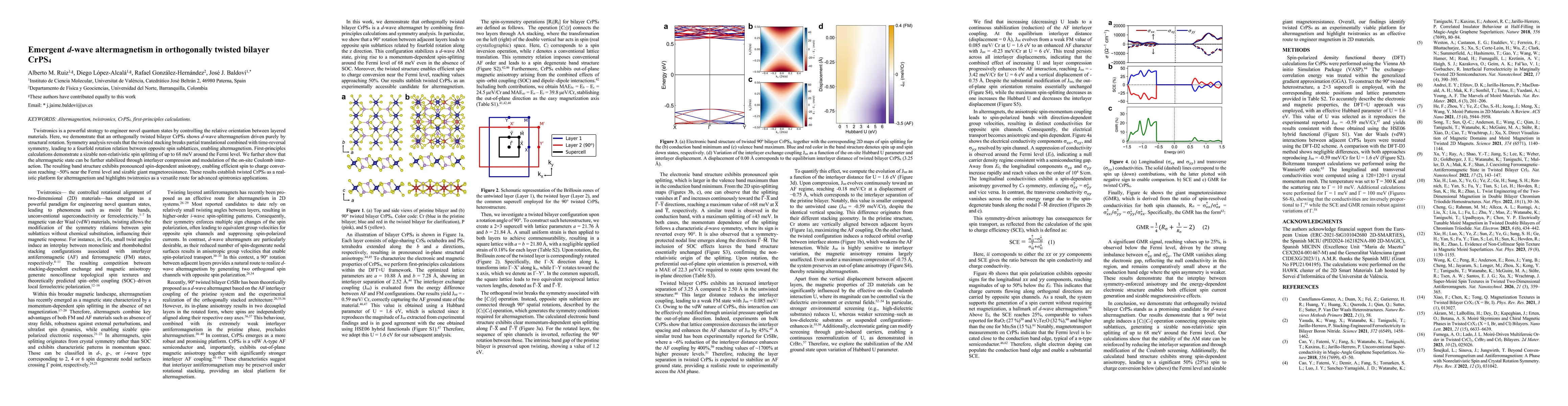 Thumbnail for Emergent $d$-wave altermagnetism in orthogonally twisted bilayer CrPS$_4$