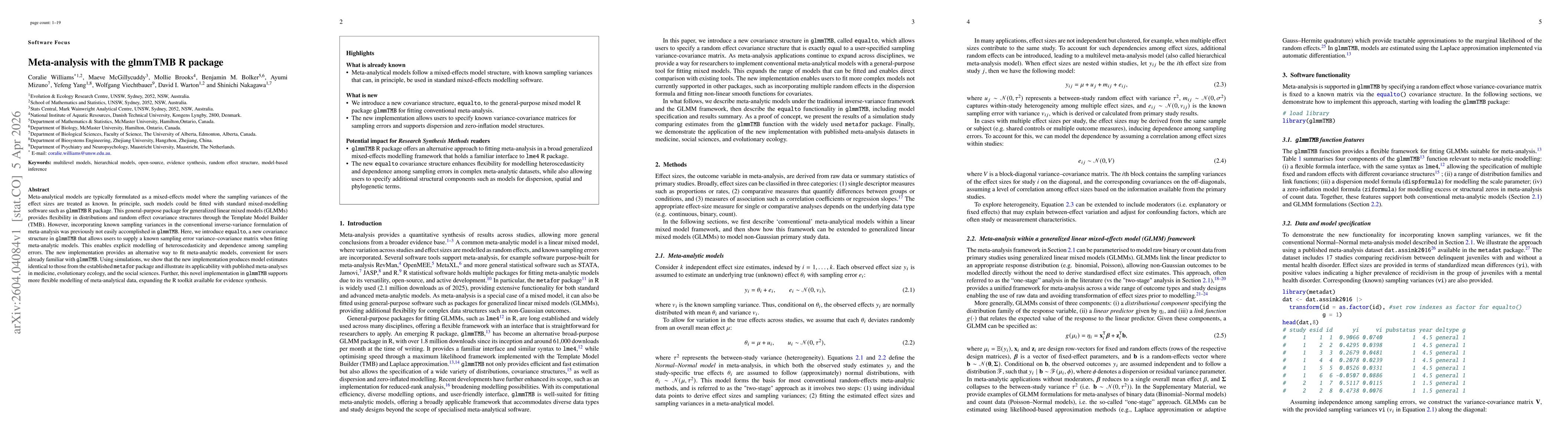 Thumbnail for Meta-analysis with the glmmTMB R package