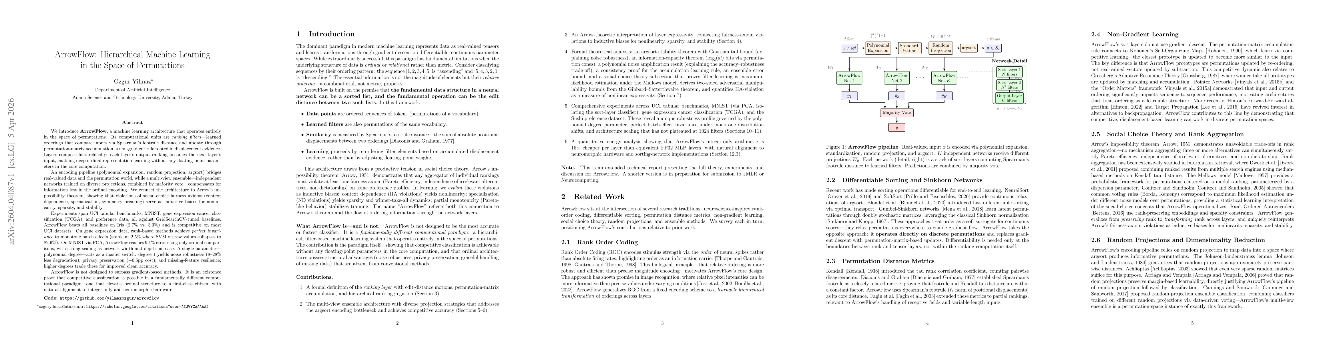 Thumbnail for ArrowFlow: Hierarchical Machine Learning in the Space of Permutations