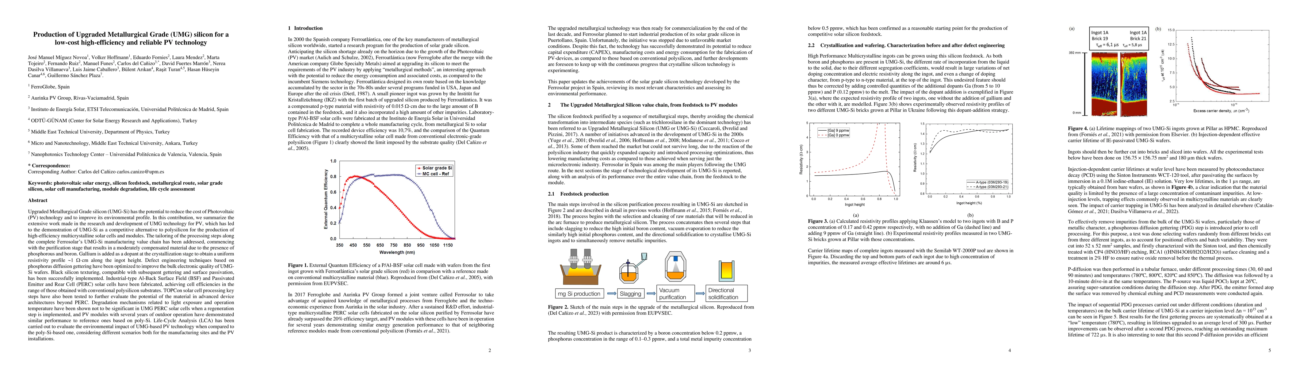Thumbnail for Production of Upgraded Metallurgical Grade (UMG) silicon for a low-cost high-efficiency and reliable PV technology