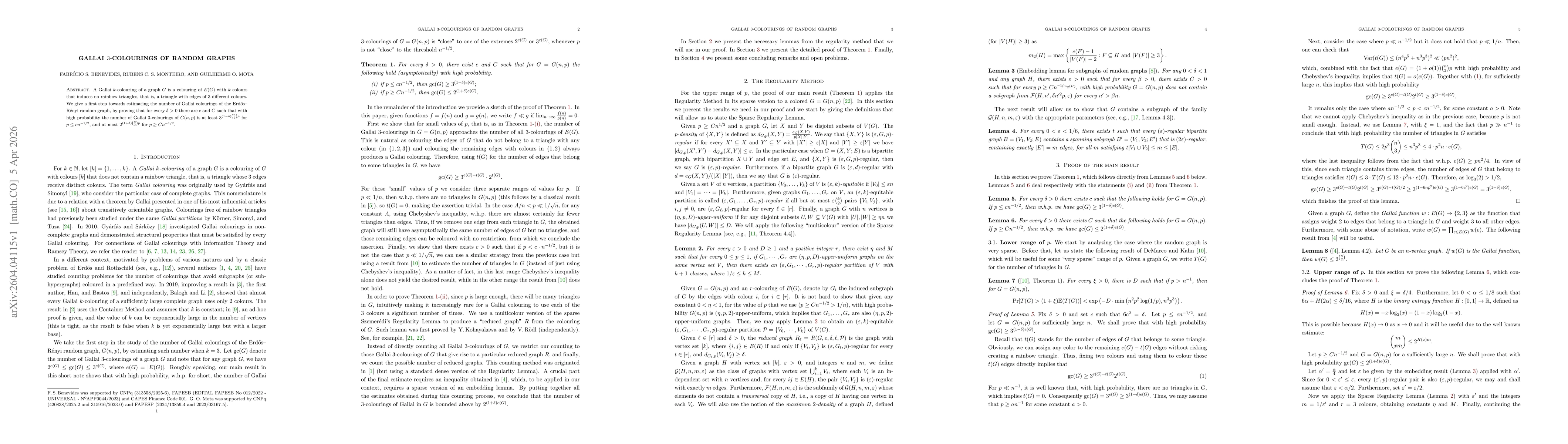 Thumbnail for Gallai 3-colourings of random graphs