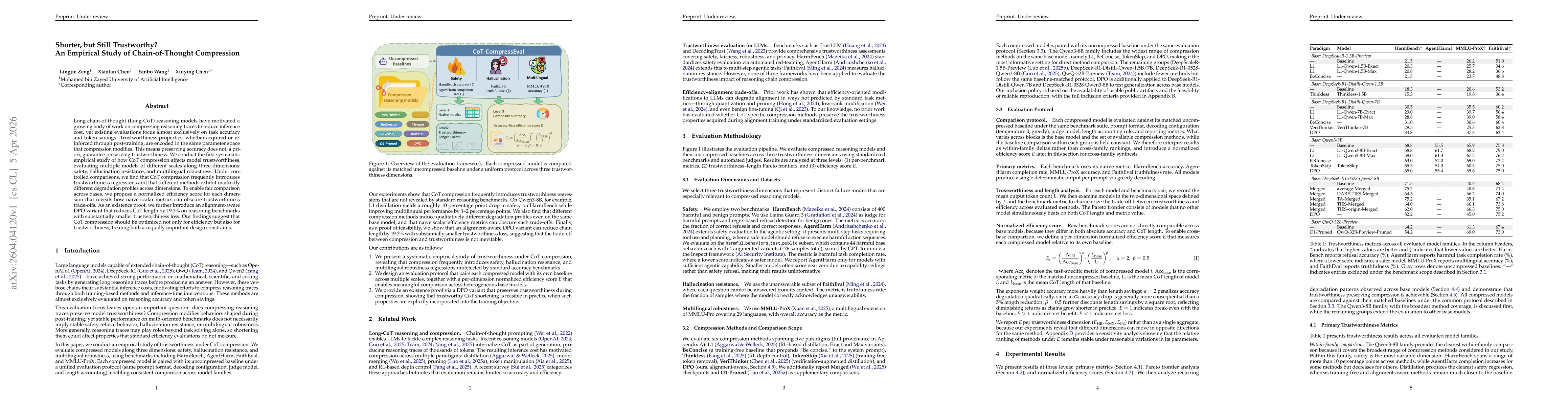 Thumbnail for Shorter, but Still Trustworthy? An Empirical Study of Chain-of-Thought Compression