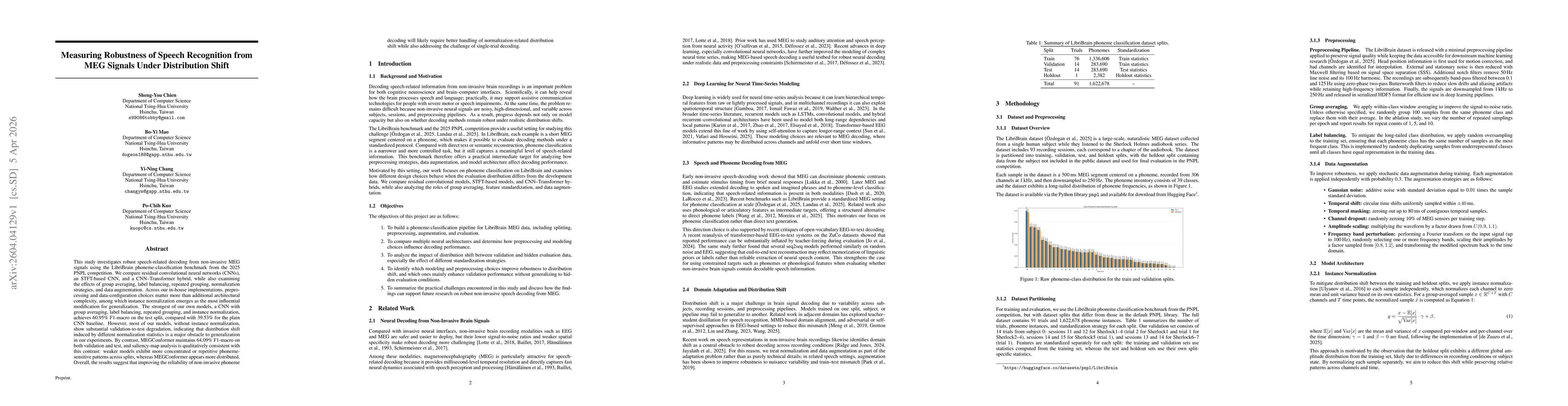 Thumbnail for Measuring Robustness of Speech Recognition from MEG Signals Under Distribution Shift