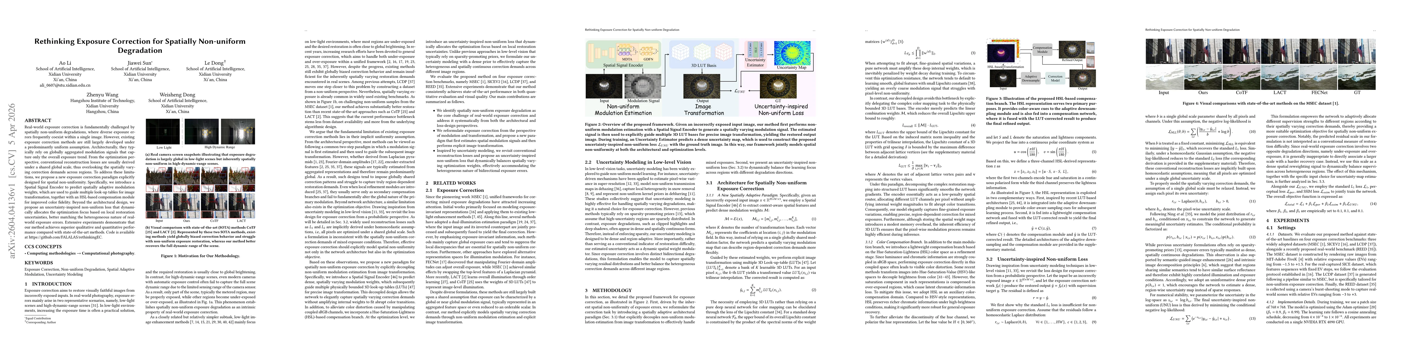 Thumbnail for Rethinking Exposure Correction for Spatially Non-uniform Degradation