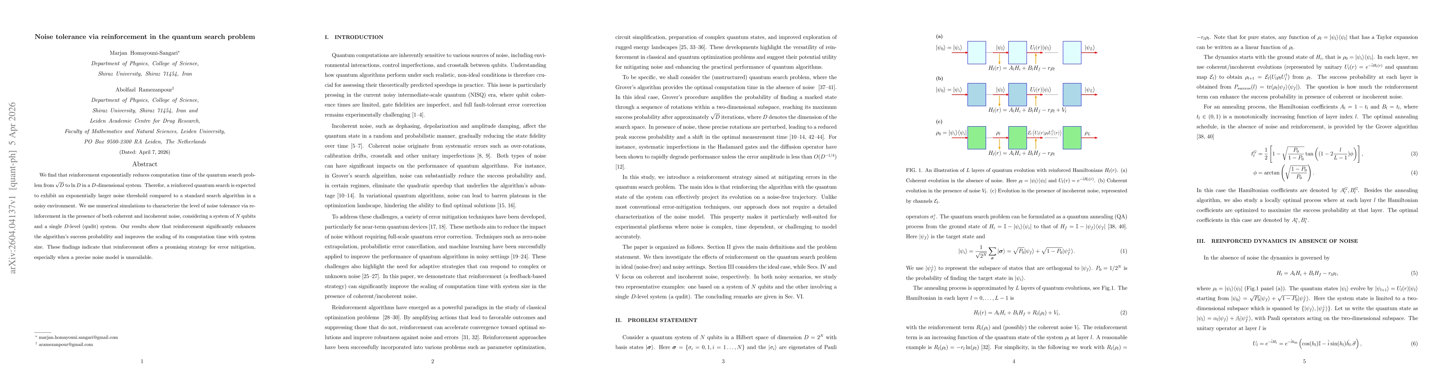 Thumbnail for Noise tolerance via reinforcement in the quantum search problem