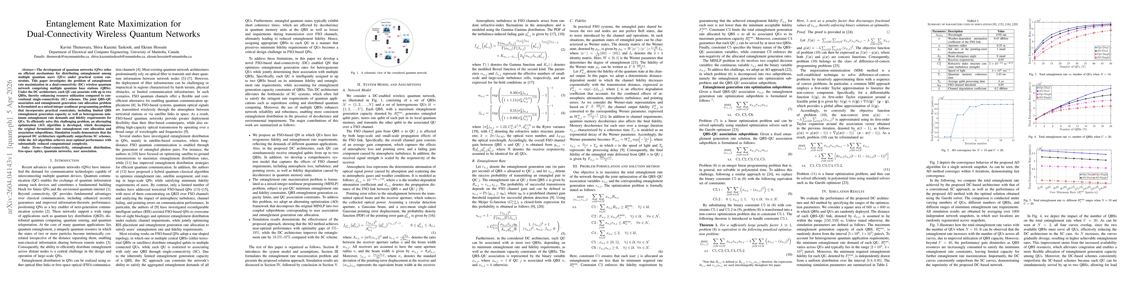 Thumbnail for Entanglement Rate Maximization for Dual-Connectivity Wireless Quantum Networks