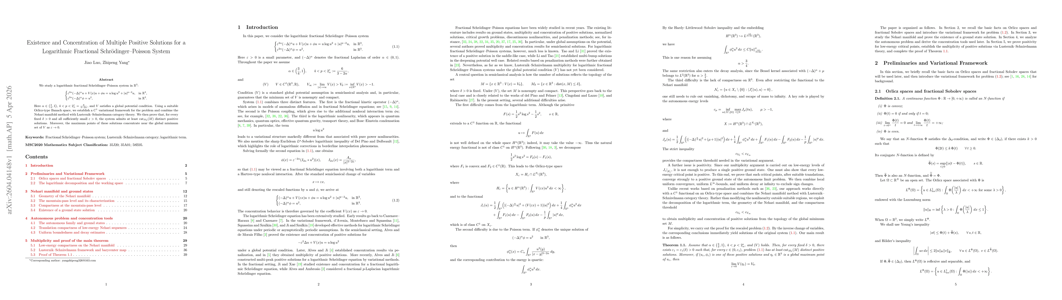 Thumbnail for Existence and Concentration of Multiple Positive Solutions for a Logarithmic Fractional Schrödinger--Poisson System