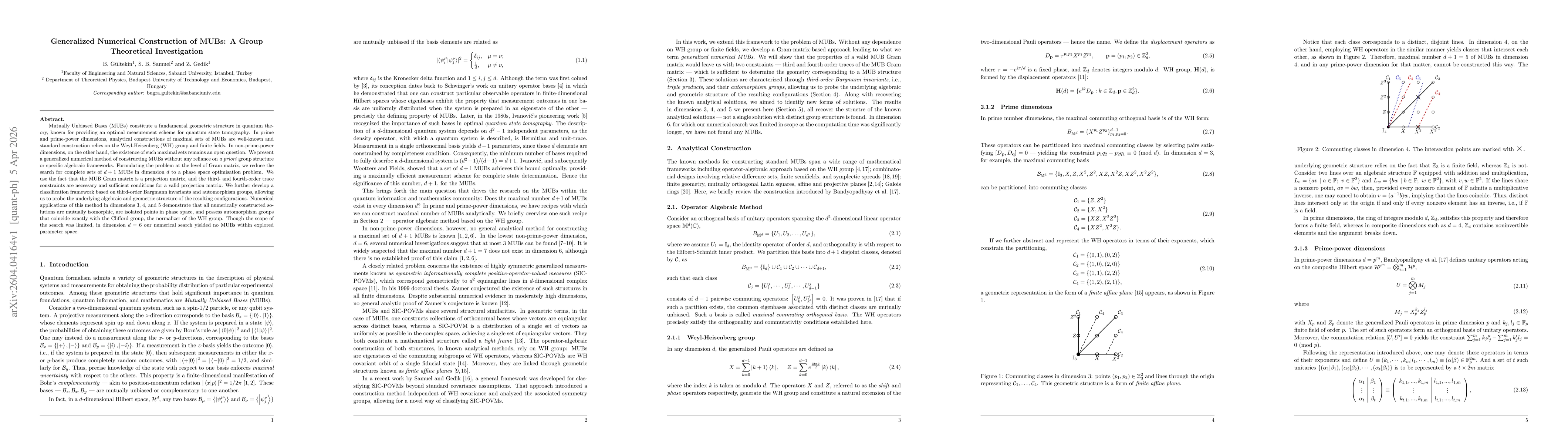 Thumbnail for Generalized Numerical Construction of MUBs: A Group Theoretical Investigation