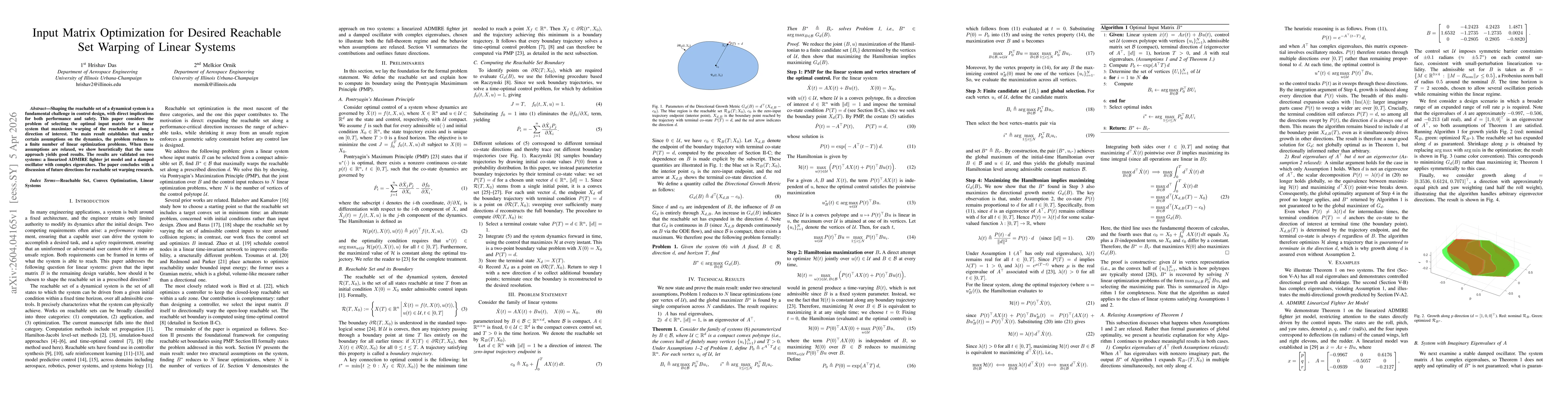 Thumbnail for Input Matrix Optimization for Desired Reachable Set Warping of Linear Systems