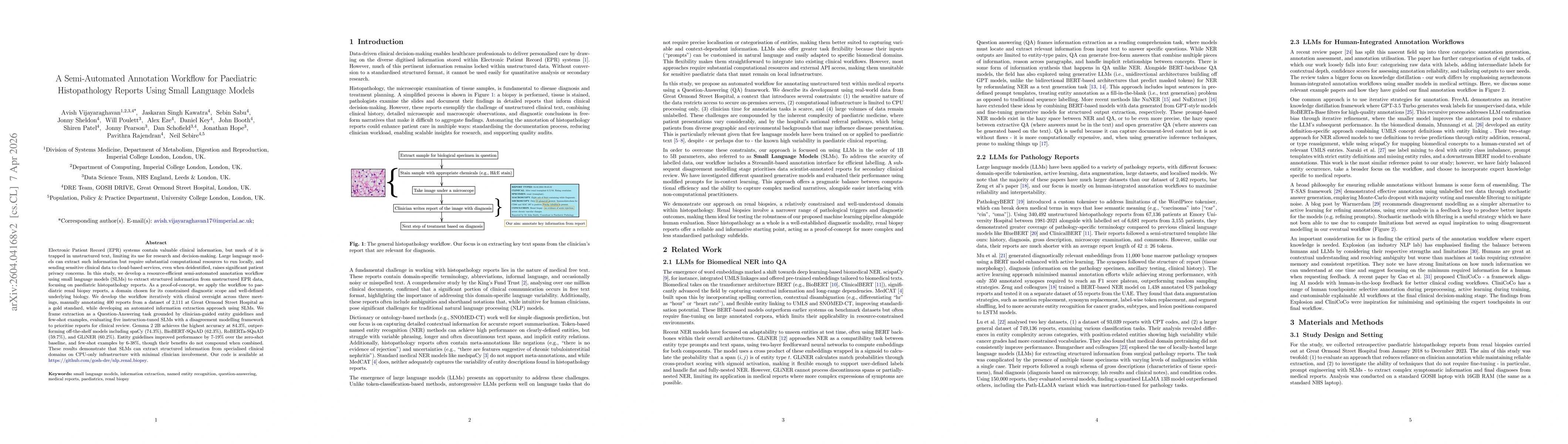Thumbnail for A Semi-Automated Annotation Workflow for Paediatric Histopathology Reports Using Small Language Models