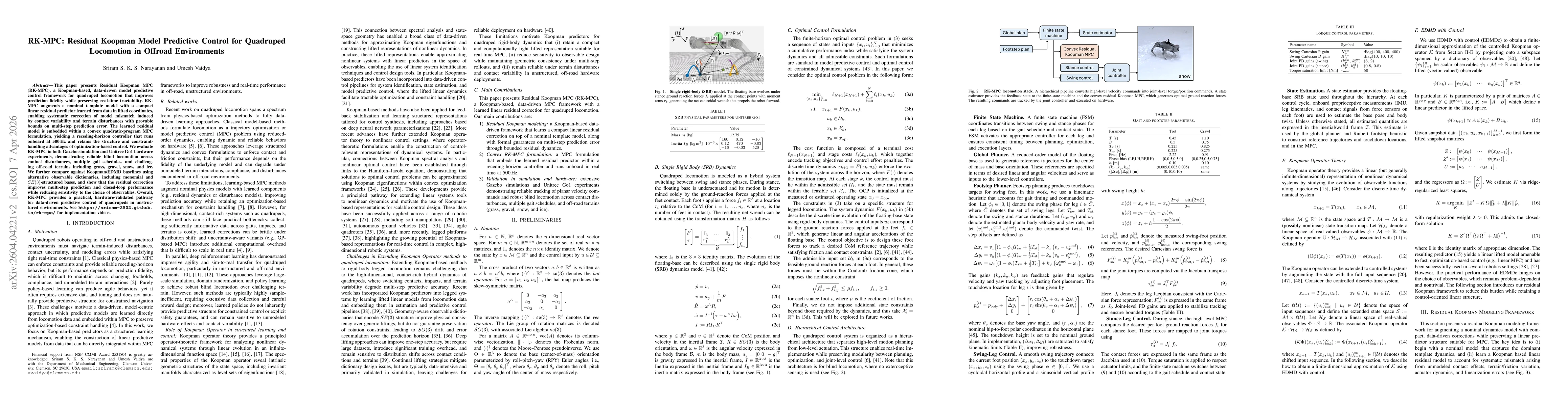 Thumbnail for RK-MPC: Residual Koopman Model Predictive Control for Quadruped Locomotion in Offroad Environments