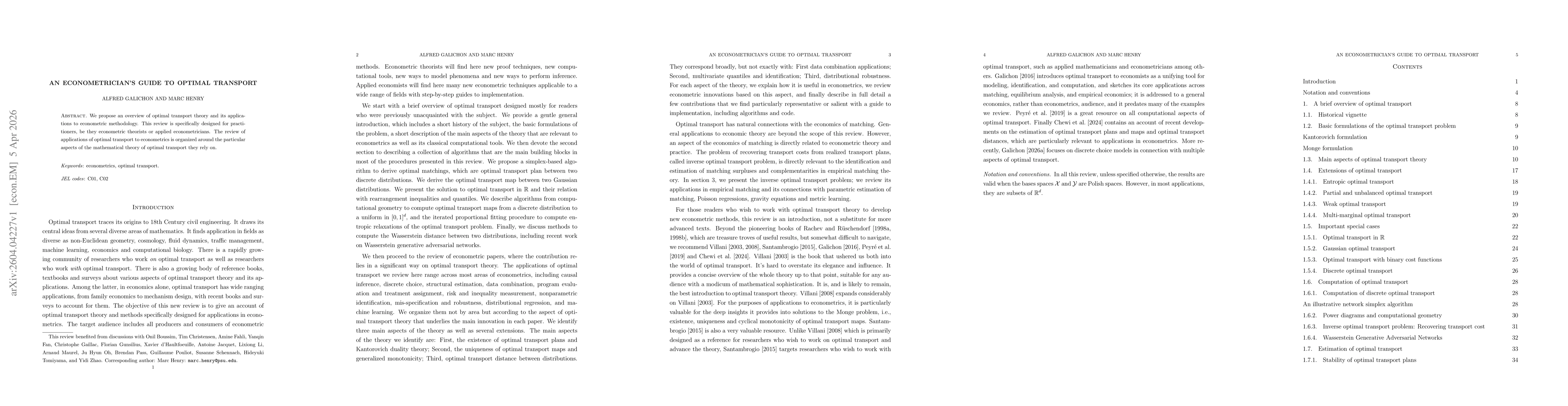 Thumbnail for An econometrician's guide to optimal transport