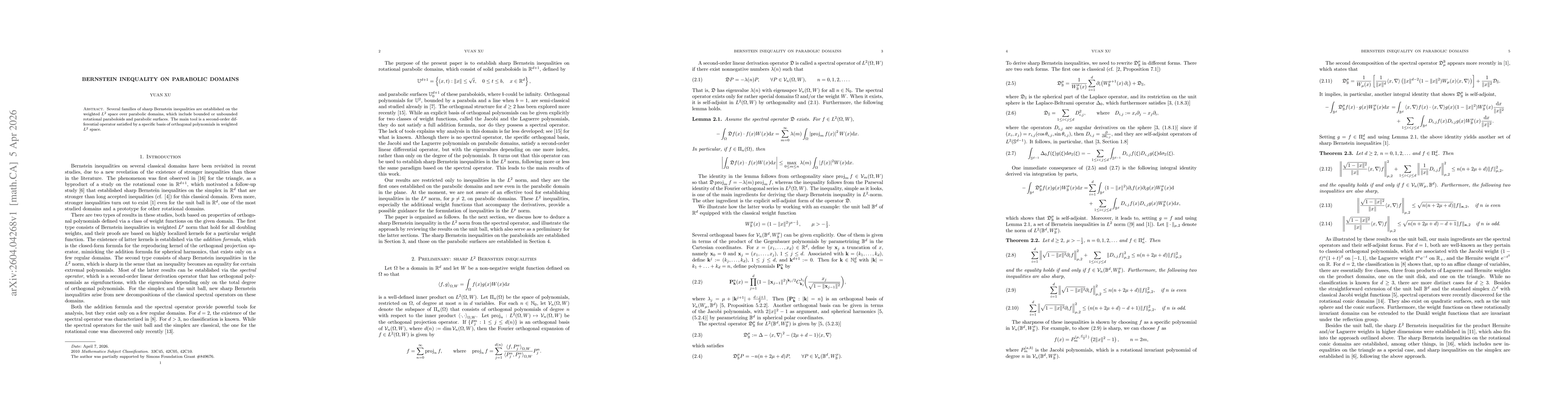 Thumbnail for Bernstein inequality on parabolic domains