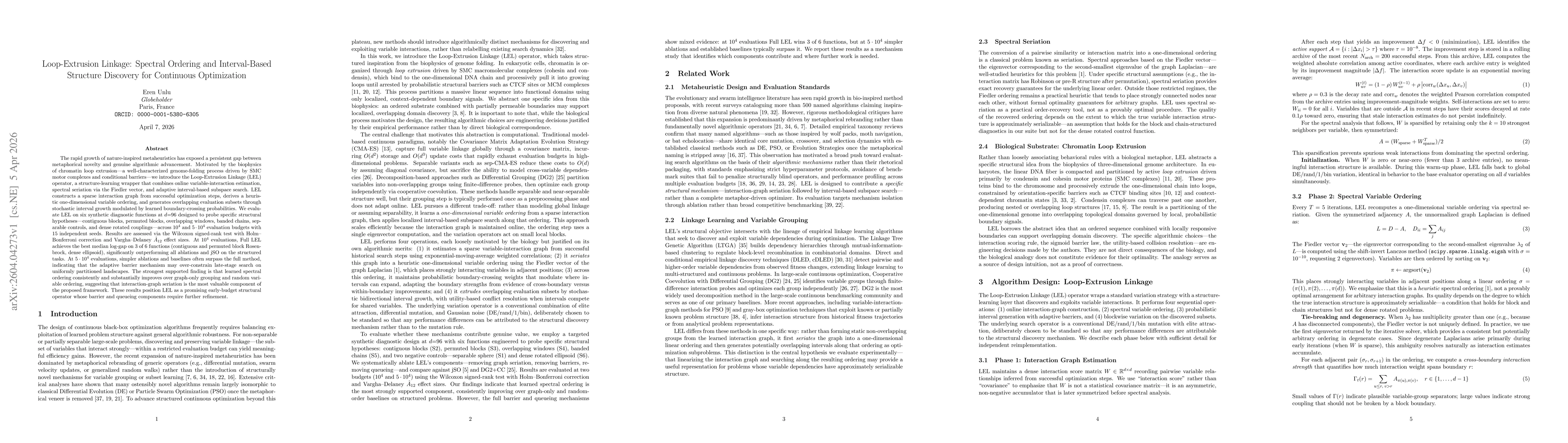 Thumbnail for Loop-Extrusion Linkage: Spectral Ordering and Interval-Based Structure Discovery for Continuous Optimization