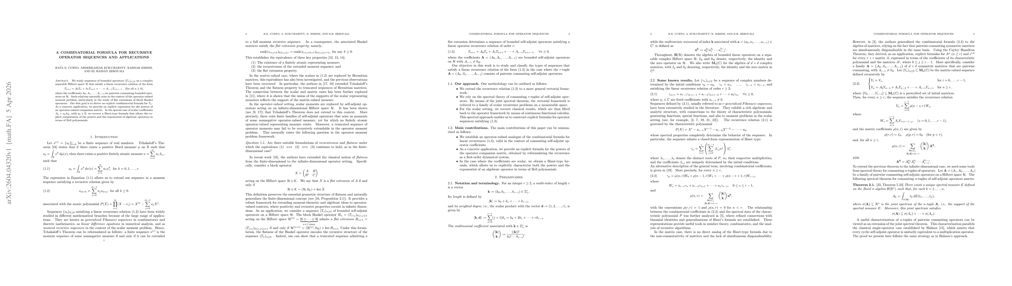 Thumbnail for A Combinatorial Formula for Recursive Operator Sequences and Applications