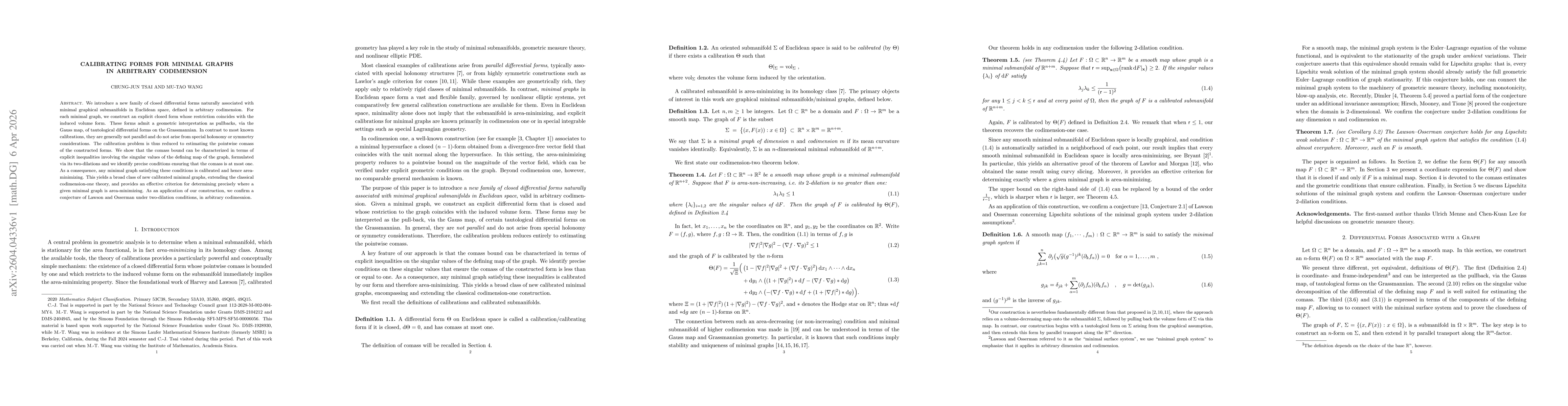 Thumbnail for Calibrating Forms for Minimal Graphs in Arbitrary Codimension