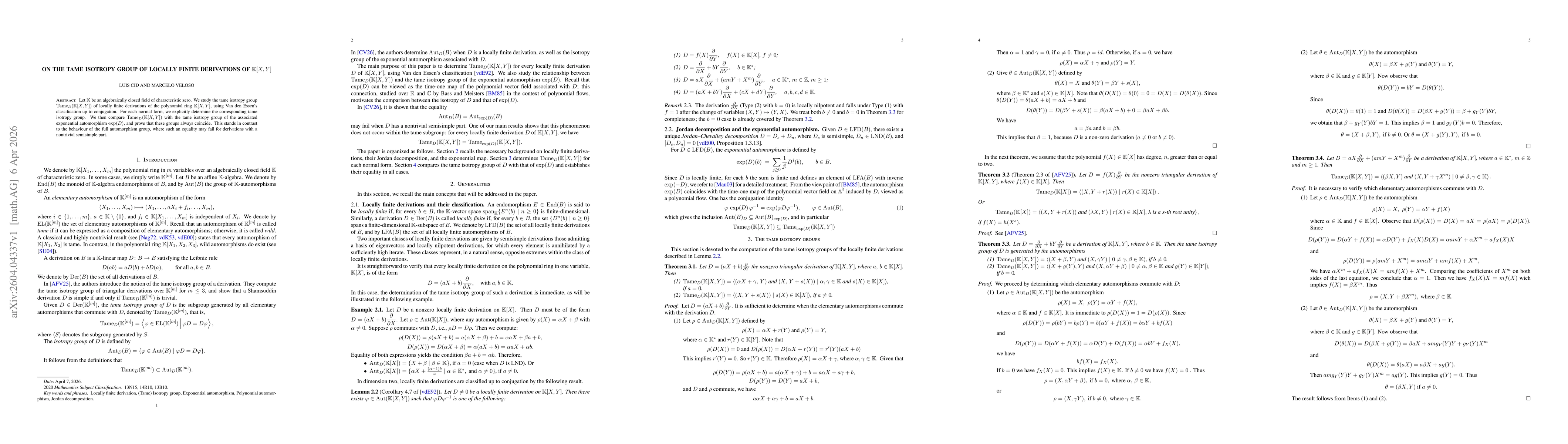Thumbnail for On the Tame Isotropy Group of Locally Finite Derivations of K[X,Y]