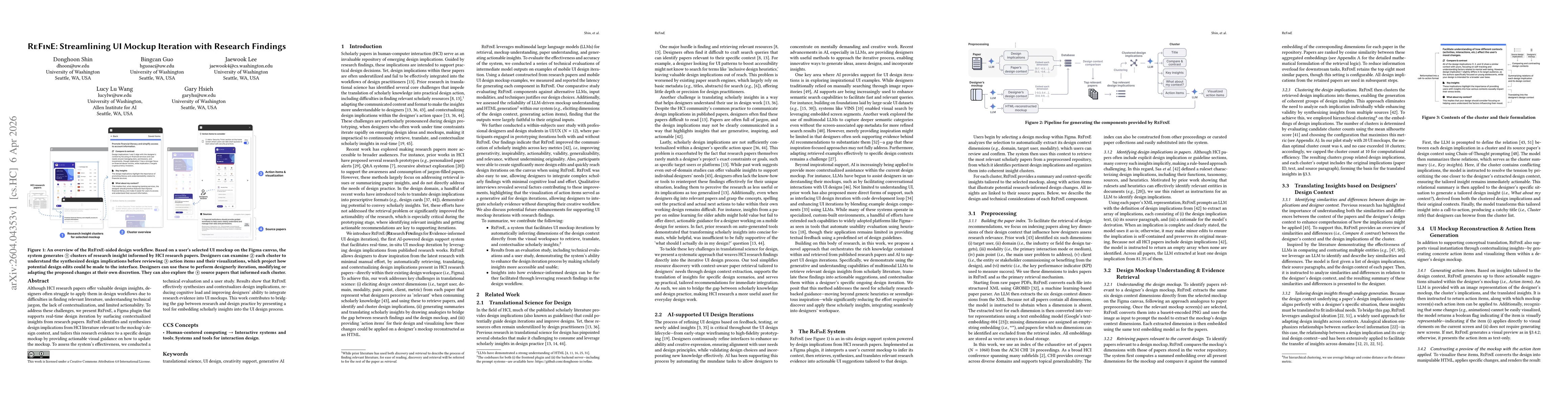 Thumbnail for ReFinE: Streamlining UI Mockup Iteration with Research Findings