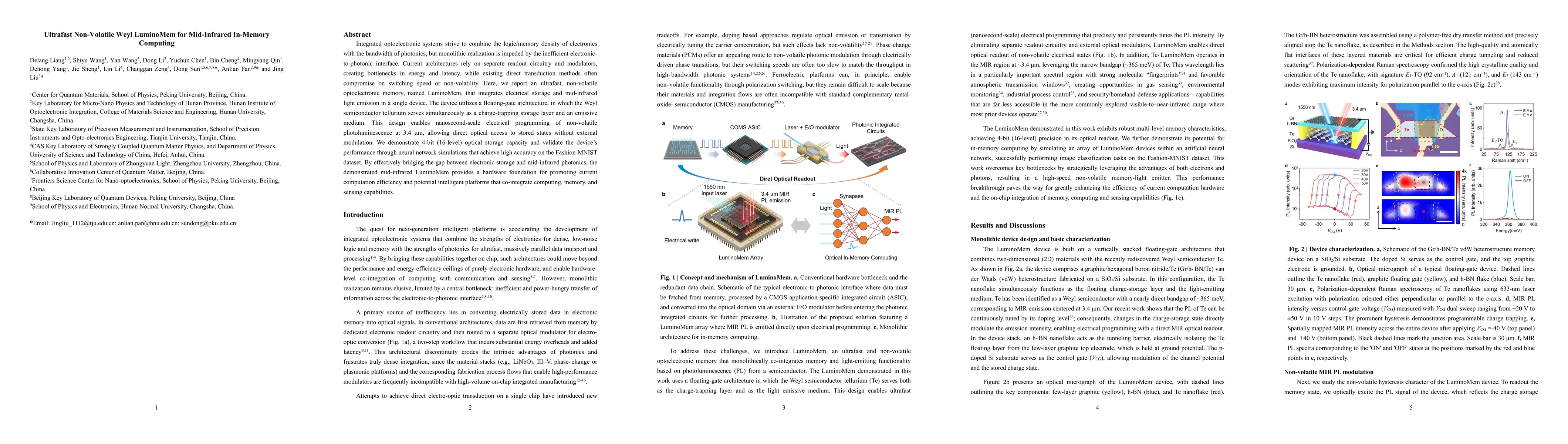 Thumbnail for Ultrafast Non-Volatile Weyl LuminoMem for Mid-Infrared In-Memory Computing