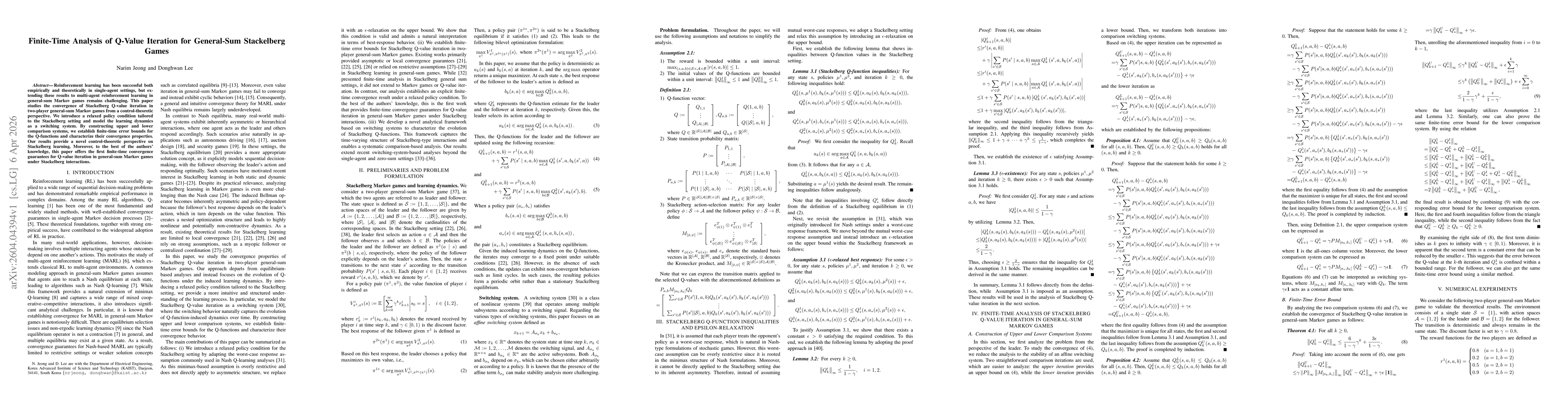 Thumbnail for Finite-Time Analysis of Q-Value Iteration for General-Sum Stackelberg Games