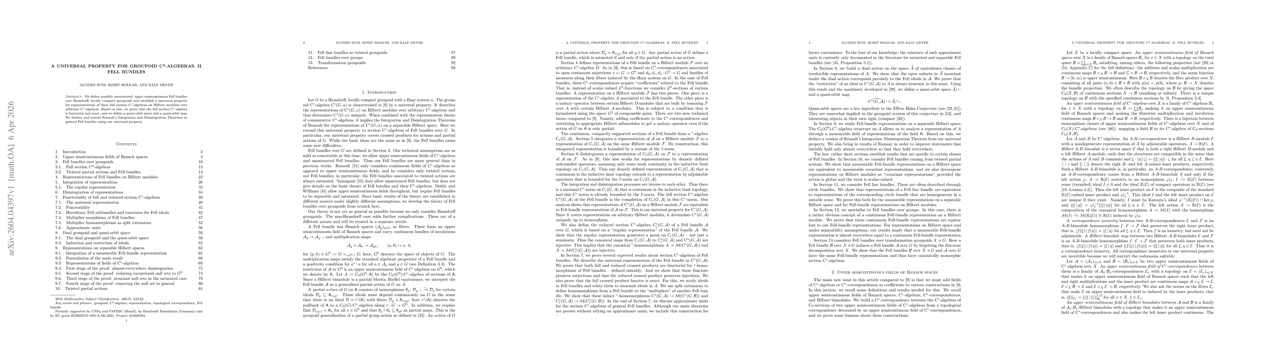 Thumbnail for A universal property for groupoid C*-algebras. II. Fell bundles