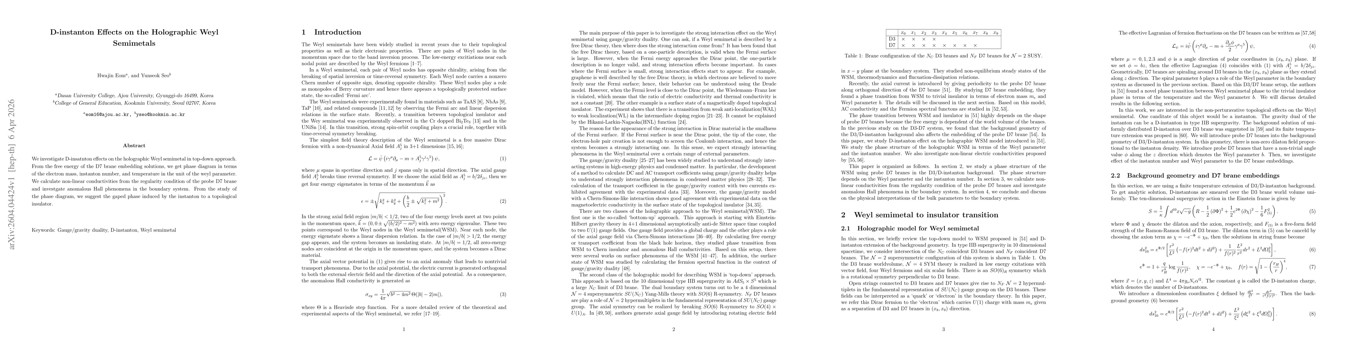 Thumbnail for D-instanton Effects on the Holographic Weyl Semimetals