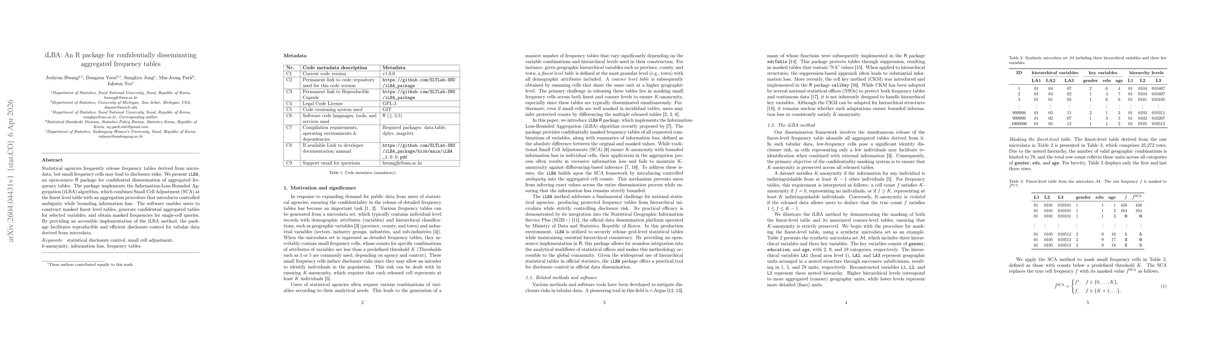 Thumbnail for iLBA: An R package for confidentially disseminating aggregated frequency tables