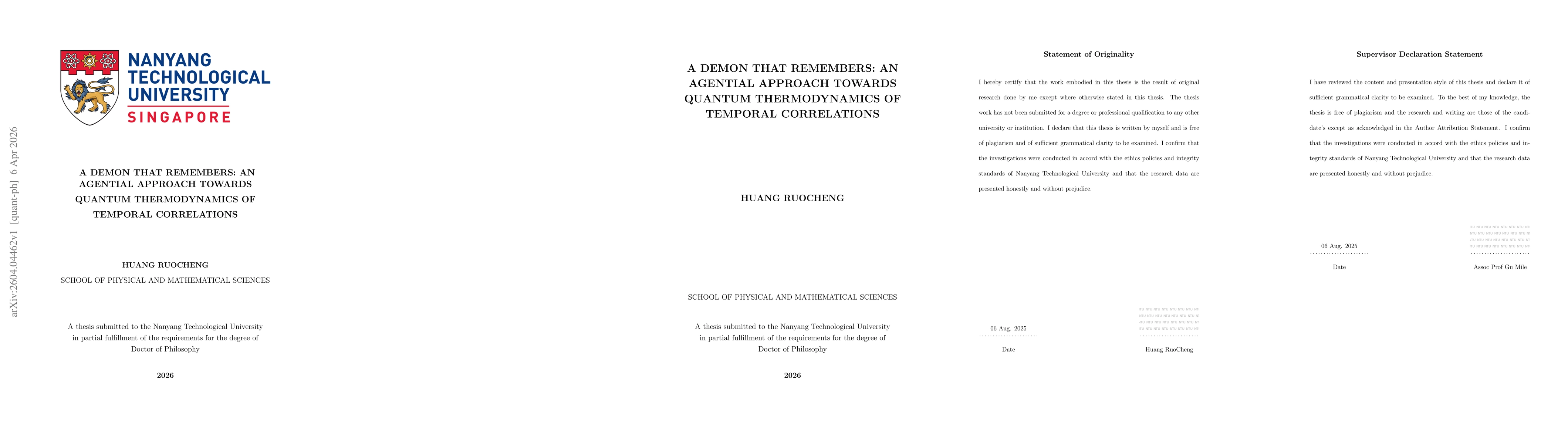 Thumbnail for A Demon that remembers: An agential approach towards quantum thermodynamics of temporal correlations
