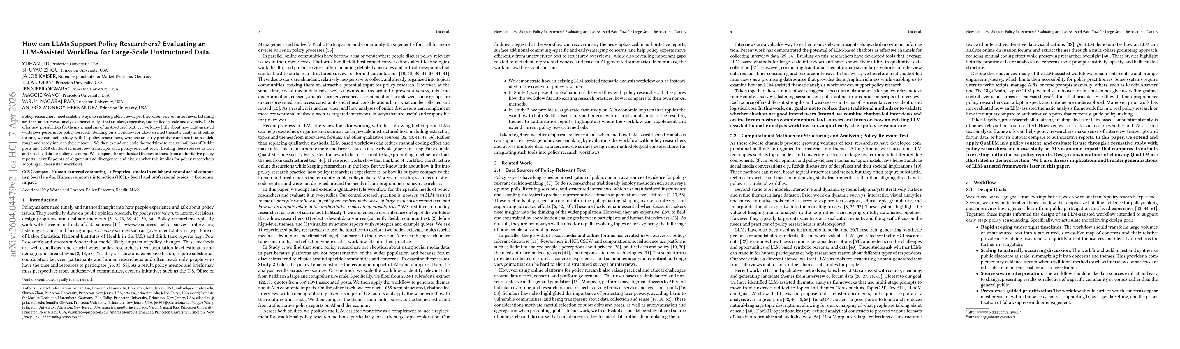 Thumbnail for How can LLMs Support Policy Researchers? Evaluating an LLM-Assisted Workflow for Large-Scale Unstructured Data