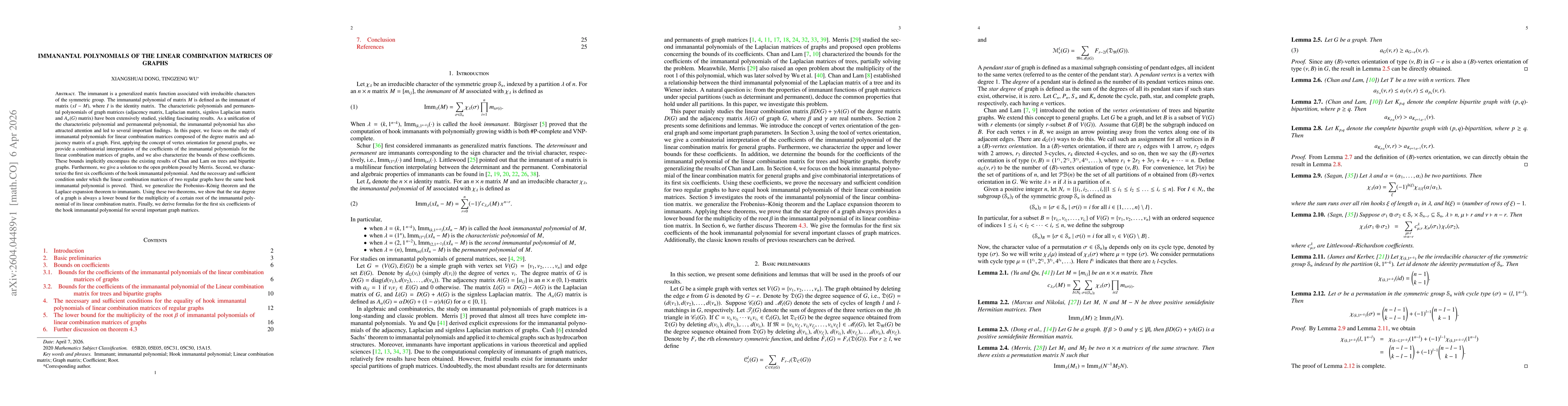 Thumbnail for Immanantal polynomials of the linear combination matrices of graphs