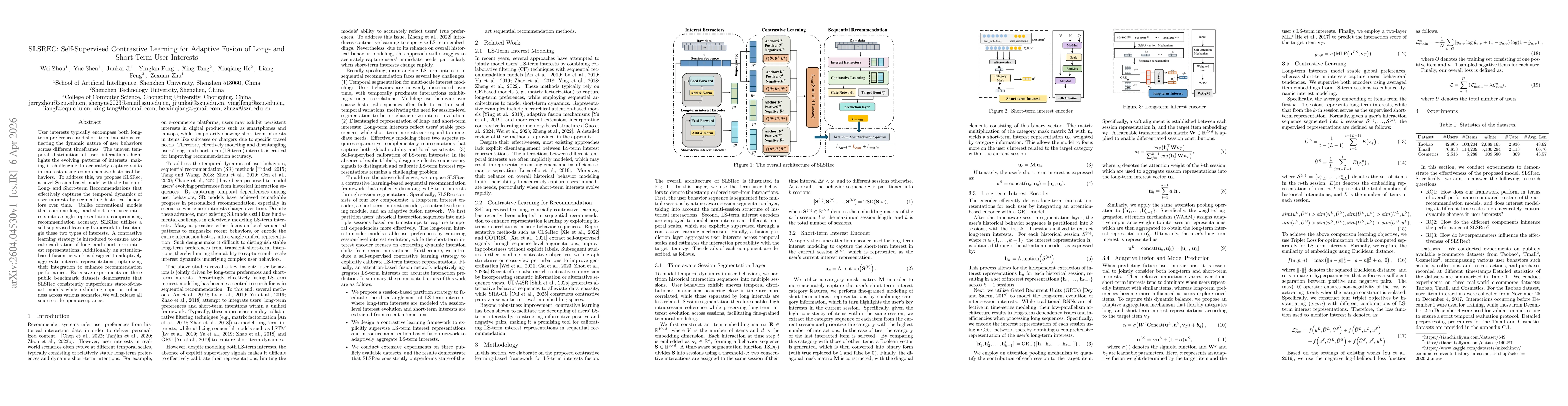 Thumbnail for SLSREC: Self-Supervised Contrastive Learning for Adaptive Fusion of Long- and Short-Term User Interests